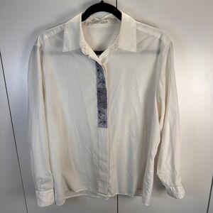 Vintage Floral Trim Button Down Shirt Womens‎ 12 Long Sleeve Cottagecore Granny